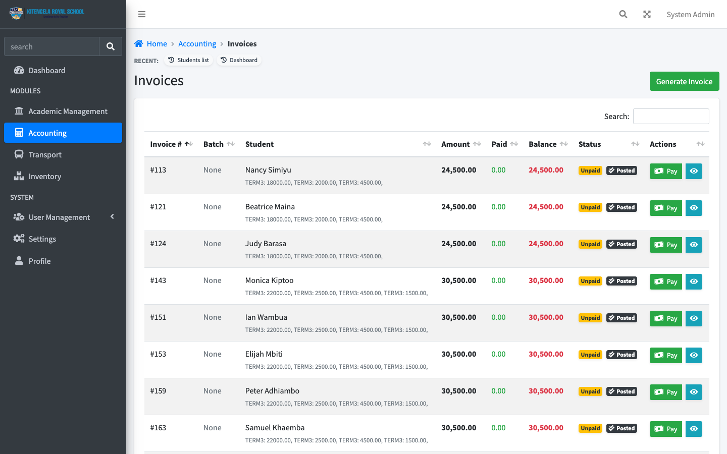 Invoicing Module Preview